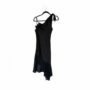 Vintage black asymmetrical midi dress